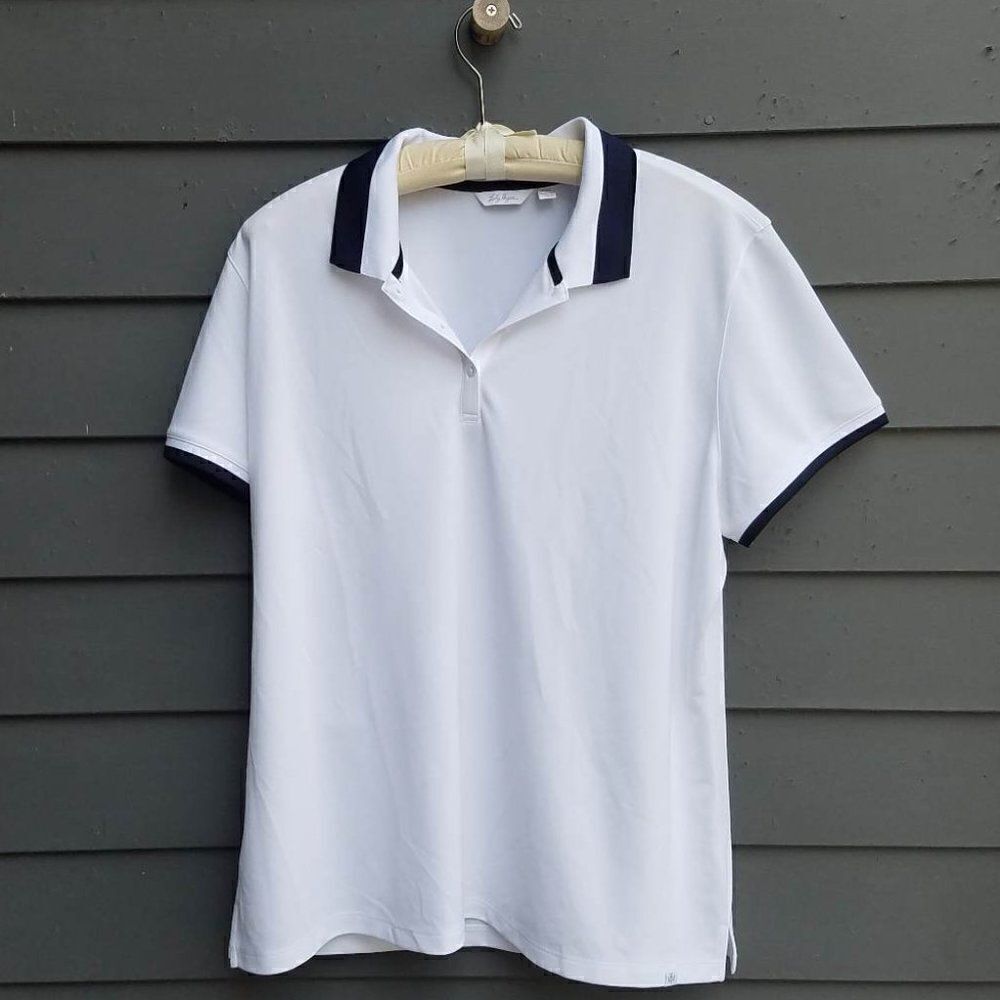 Lady Hagen White with NAVY Trim Golf Polo size XXL